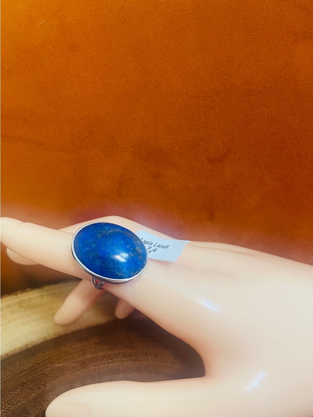 Lapis Lazuli Oval Statement Ring in 925 Sterling Silver Size 7 - Picture 4 of 11